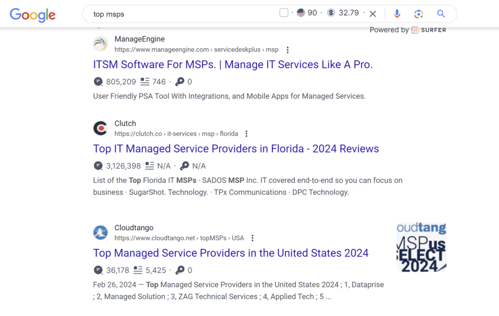 Top MSPs google search